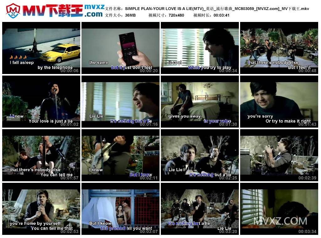 SIMPLE PLAN-YOUR LOVE IS A LIE(MTV)_英语_流行歌曲_MC803059